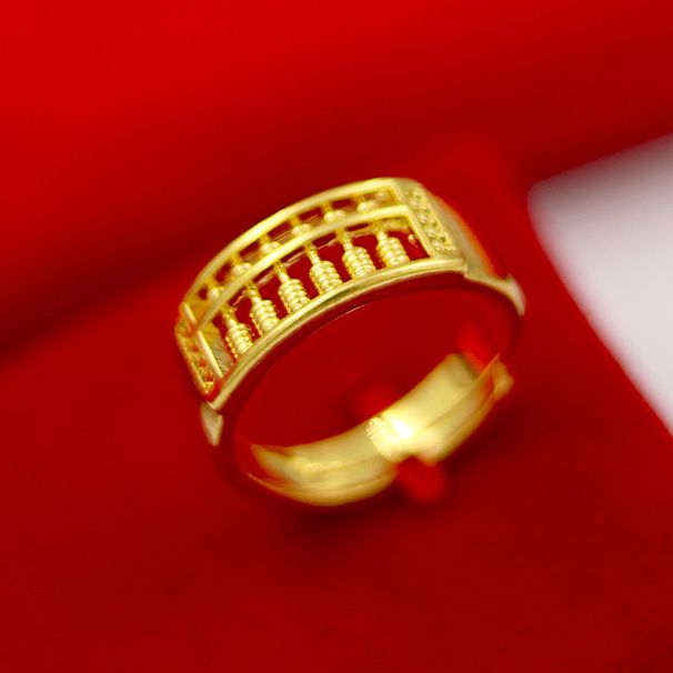 brass Opening, As Desired. Abacus Men's Ring Plated With Real Gold And Vacuum Color Preservation_ipsvogv.com