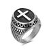 Punk Titanium Steel Gold-Plated Color-Retaining Cross Ring_ipsvogv.com