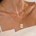 Double Layer Geometric Square Shell Necklace - Stainless Steel Fashion Jewelry For Women_ipsvogv.com