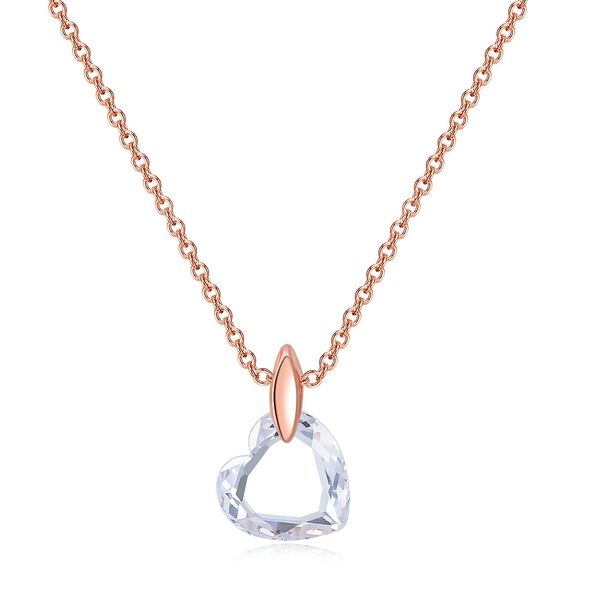 Unisex hot selling jewelry simple transparent love necklace zircon inlaid rose gold electroplated jewelry_ipsvogv.com