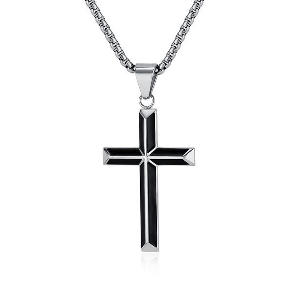 Stainless steel oil drip bevel cross necklace niche personality quality titanium steel pendant_ipsvogv.com