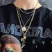 Metal Hip-hop Trampoline, Internet Celebrity Instagram Style Portrait, OT Buckle Pendant, Collarbone Chain, Multi-layer_ipsvogv.com
