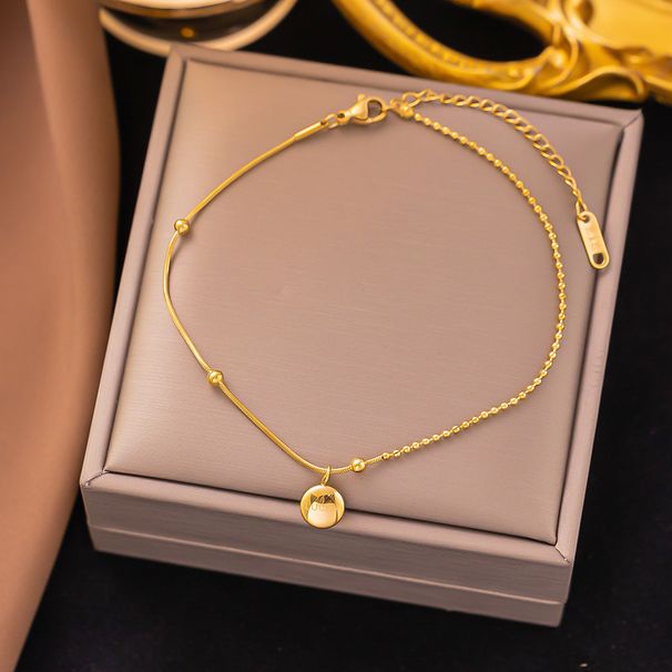 Korean Version Of Minimalist Lucky Bean Titanium Ankle Chain For Female Instagram, Niche Design, Temperament, Internet_ipsvogv.com