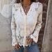 Women's Clothing lace V neck long sleeved tops _ipsvogv.com