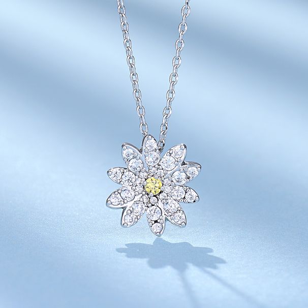 Beating Heart Sun Flower Necklace Bracelet Female Smart Inlaid Yellow Diamond Crystal Elements_ipsvogv.com