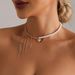 Delicate Texture Love Zircon Pendant Fringed Crystal Pearl Splicing Collarbone Chain I Necklace_ipsvogv.com
