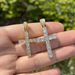 Hip Hop Cross Copper Set 4mm Zircon Plated True Gold Pendant Necklace Street Trendy Jewelry_ipsvogv.com