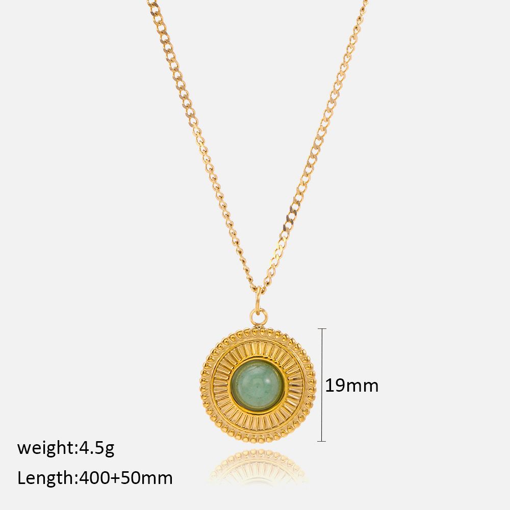 Green Aventurine Pendant Necklace - Retro Bohemian Gold Plated Jewelry For Women_ipsvogv.com