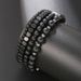 Hot Selling Black Frosted Wood Bead Bracelet Hematite Bead Bracelet Set Men's Black Agate Bead Elastic Bracelet_ipsvogv.com