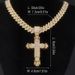 Large Cross With Inlaid Diamonds, Versatile Alloy Rhinestone Unisex Cuban Chain Necklace_ipsvogv.com