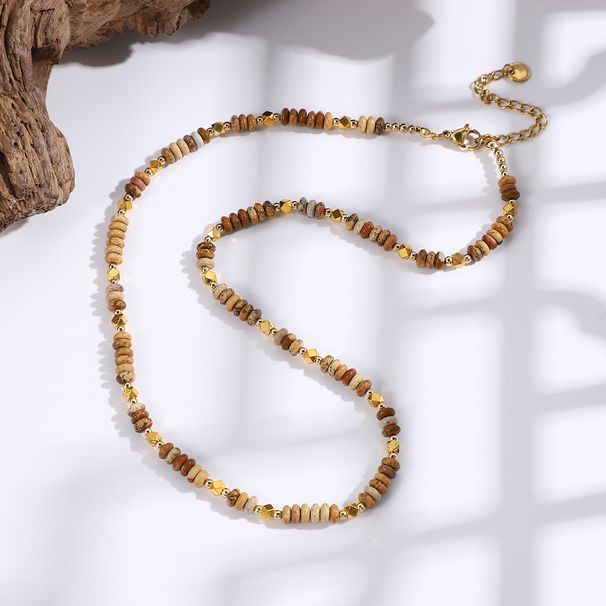 Maillard Natural Round Agate Crystal Bead Necklace For Women, Versatile And High Grade Sweater Chain Jewelry_ipsvogv.com