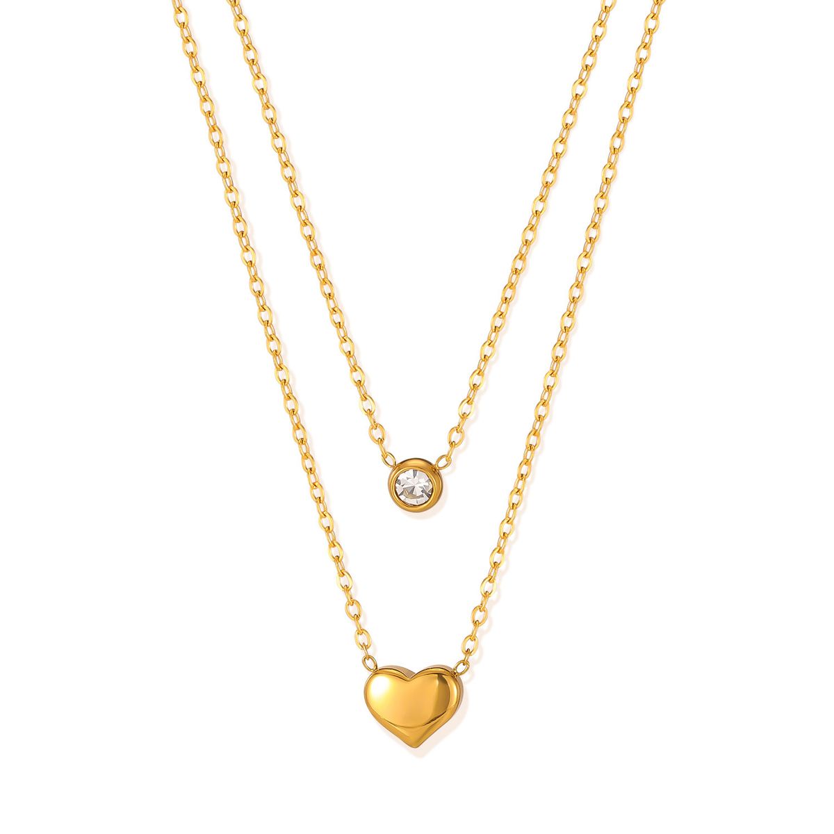 Women's Jewelry Fashion Stainless Steel Necklace Niche Design Love Titanium Steel Double Clavicle Chain_ipsvogv.com