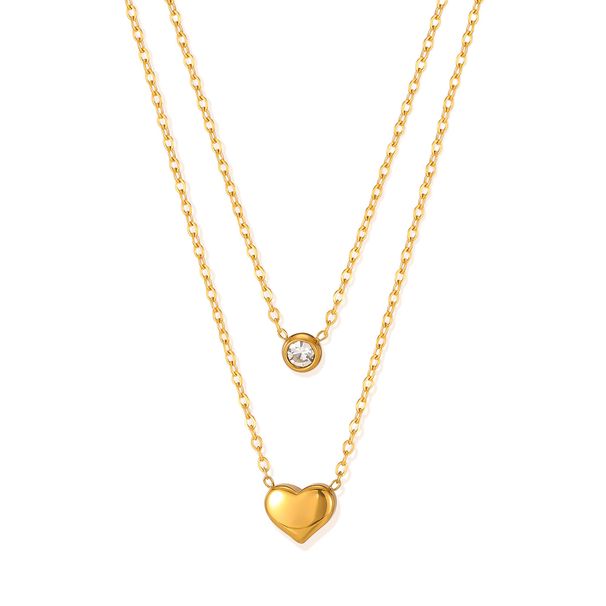 Women's Jewelry Fashion Stainless Steel Necklace Niche Design Love Titanium Steel Double Clavicle Chain_ipsvogv.com