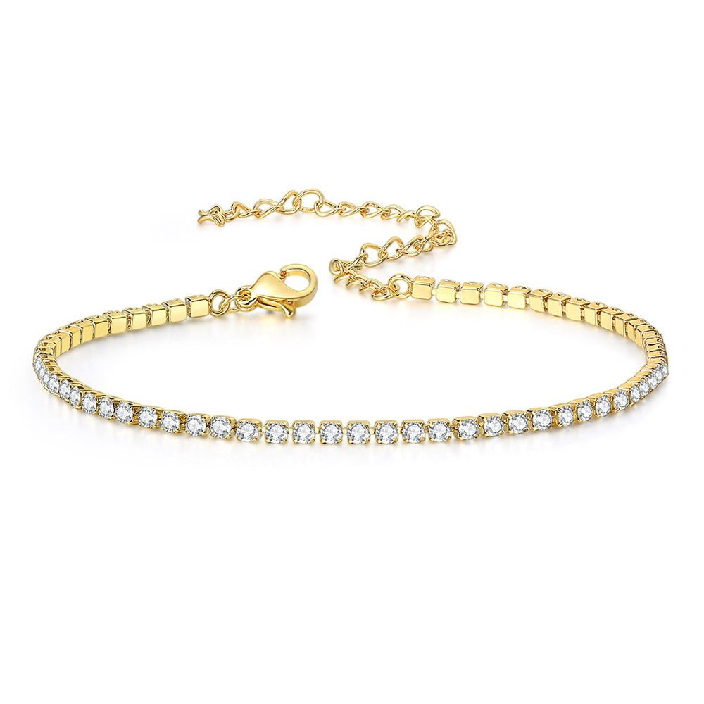 Women’s Jewelry Set Fashion Hot Selling Zircon Anklet For Women Popular InSingle Row Full Diamond Real Gold Plated Tennis Chain Fashionable Jewelry_ipsvogv.com