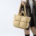 Women's Bags New down bag, cotton clothing, women's bag, simple cotton filled space bag, tote bag, soft checkered portable shoulder bag_ipsvogv.com