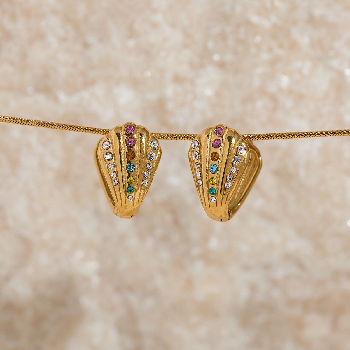 Electroplated Titanium Steel High Value Color Zircon Small Earrings_ipsvogv.com