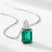 Cultivated emerald vintage pendant S925 silver claw inlaid diamond clavicle pendant light luxury fashion_ipsvogv.com