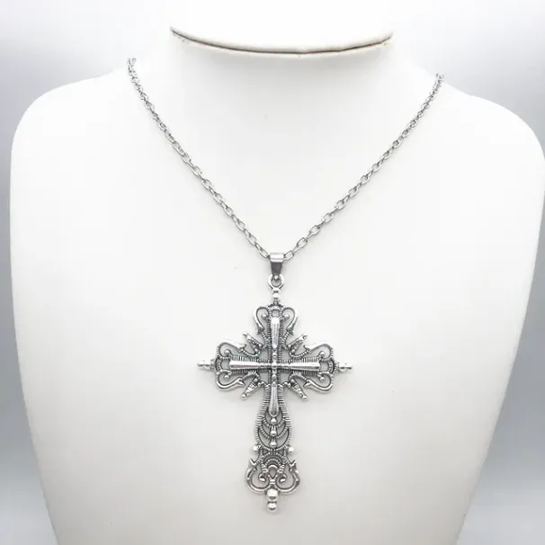 Hot Sales Gothic Dark Style Cross Pendant Necklace Rock Punk Goth Fashion Necklaces For Women Men Jewellery Design Mystical Gifts_ipsvogv.com