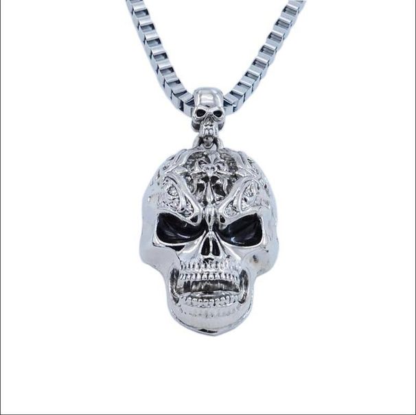 Long Hip Hop Evil Skull Non Mainstream Men's Necklace K1064_ipsvogv.com