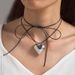 Jewelry Pull-out Adjustable Wax Thread Choker Women's Simple Personality Big Heart Pendant Necklace_ipsvogv.com