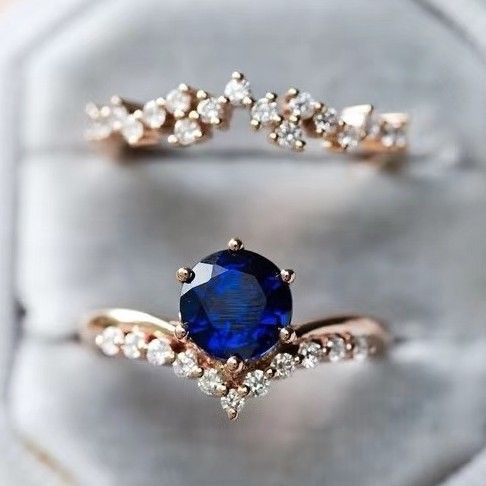 Sanjie's New Rose Gold Blue Diamond Simple And Fashionable Women's Wedding Ring_ipsvogv.com