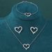 3PCS Jewellery Set for Women Sterling Silver Crystal Zirconia Heart Pendant Necklace and Earrings with Bracelet jewelery Set Birthday Gifts_ipsvogv.com