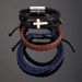 for Men Stainless Steel Hip Hop Punk Cross Double Layer Handmade Woven Leather Bracelet_ipsvogv.com
