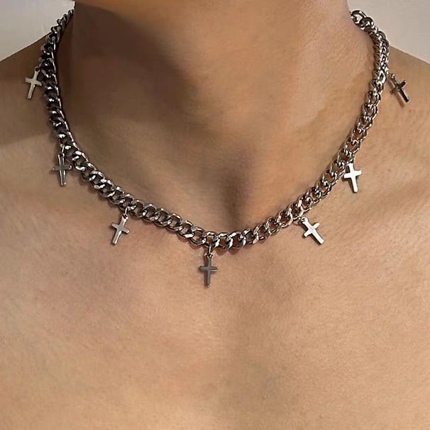 Cross Necklace Temperament, Fashionable Personality, Male Trend Design, Collarbone Chain, Cool Style, Hip-hop, Simple_ipsvogv.com