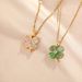 Internet Celebrity Style Titanium Steel Necklace, Women's Cat Eye Stone, Four Leaf Clover Pendant, Niche And Versatile,_ipsvogv.com