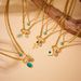 Fashion niche vintage double stainless steel gold plated chain blue turquoise block snake pendant life tree necklace_ipsvogv.com