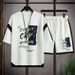 Men's Clothing Short-sleeved T-shirt men's two-piece set mid-sleeve hot sale 2024 new style trendy five-point sleeve top casual suit pure cotton_ipsvogv.com
