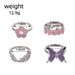 New Personalized Fashion Pink Flower Purple Butterfly Dot Diamond Drip Oil 4-piece Set Ring_ipsvogv.com