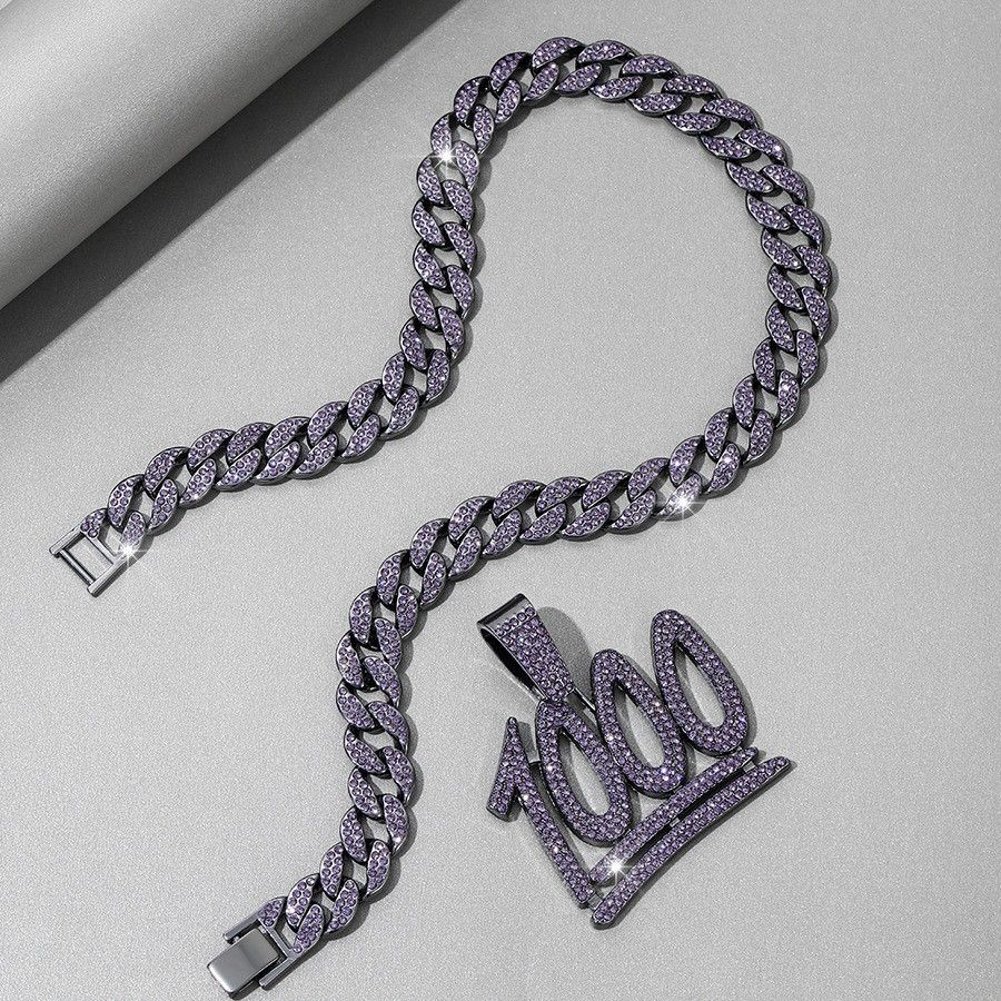 Street Rap Full Diamond 1000 Personalized Hip-hop Niche Design, Digital Pendant, Cuban Chain_ipsvogv.com