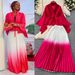 Ruffled Butterfly Sleeve Gradient Tie Cape Short Coat Top + Gradient Pleated Skirt Two-piece Suit_ipsvogv.com