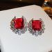 Cao Shi Leaf Zircon Geometric Square with High Grade Palace Luxury Flower Series Earrings_ipsvogv.com