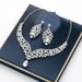 Creative New Exaggerated Crystal Necklace And Earrings Bridal Wedding Jewelry Set_ipsvogv.com