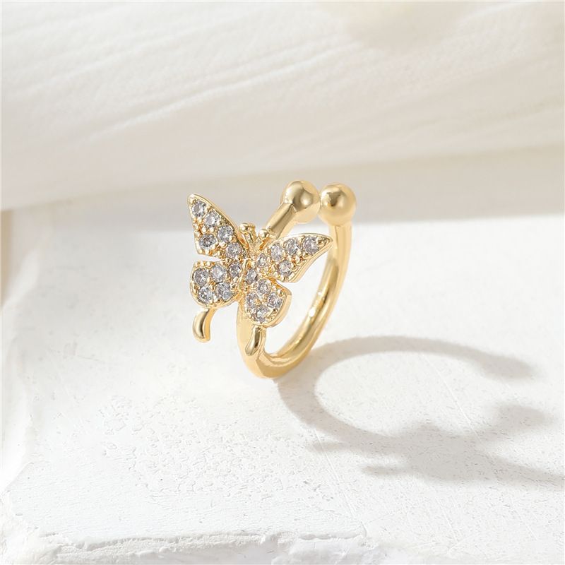 1 Piece Simple Style U Shape Butterfly Plating Copper Gold Plated Ear Cuffs_ipsvogv.com