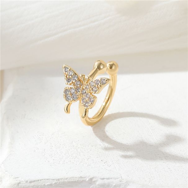 1 Piece Simple Style U Shape Butterfly Plating Copper Gold Plated Ear Cuffs_ipsvogv.com
