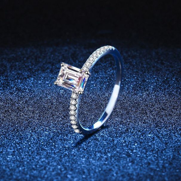 S Pure Silver Four Claw Emerald Radian Cut Wedding Moissanite Diamond Ring Female_ipsvogv.com