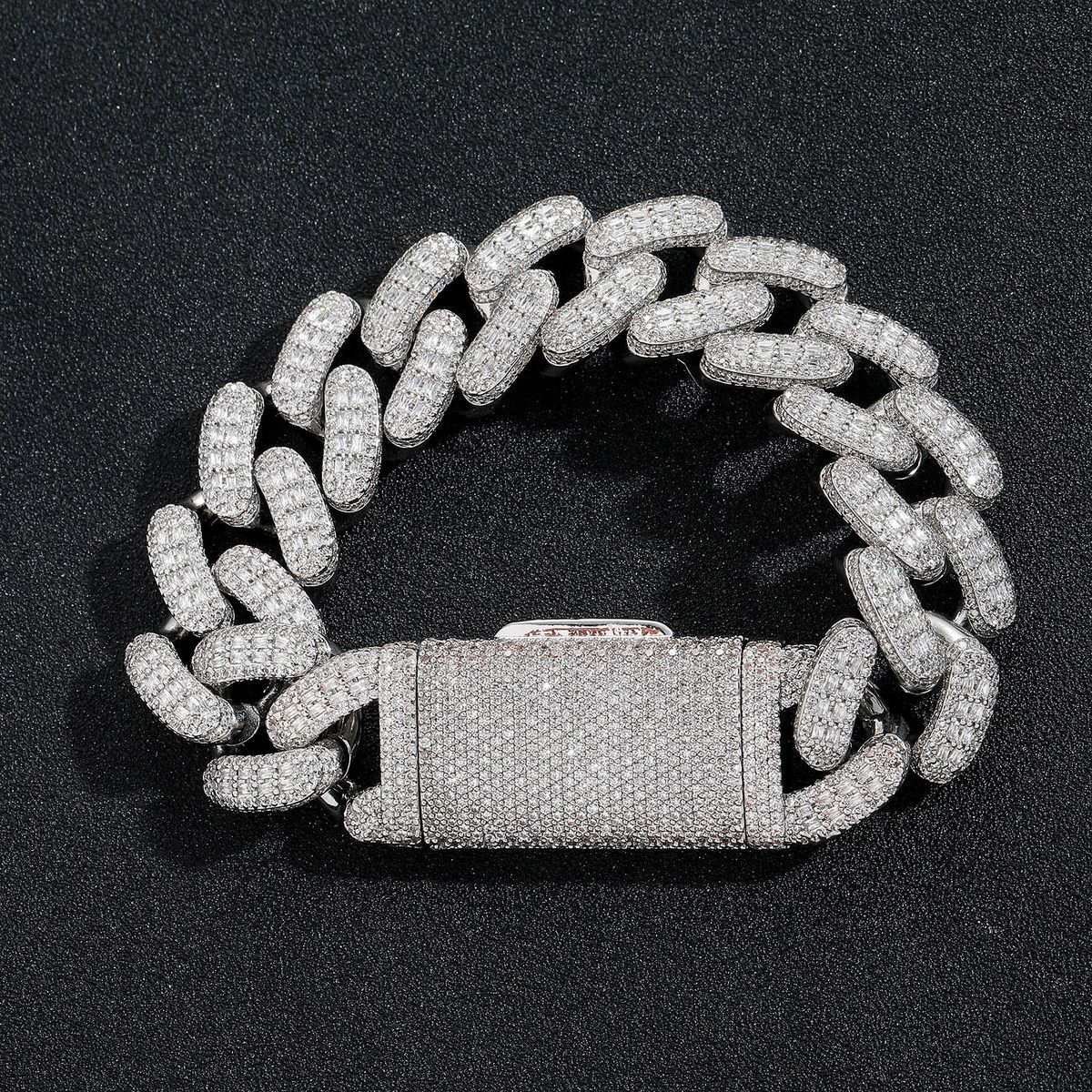 Men’s Jewelry Set Fashion Hip Hop 20MM Ladder Square Zircon Cuban Chain Bracelet Long Buckle Personality Men's Hip Hop Jewelry_ipsvogv.com