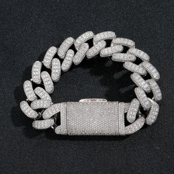Men’s Jewelry Set Fashion Hip Hop 20MM Ladder Square Zircon Cuban Chain Bracelet Long Buckle Personality Men's Hip Hop Jewelry_ipsvogv.com