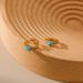 Turquoise earrings brass plated with K real gold color preserving retro circle metal texture ear buckles high end feel_ipsvogv.com
