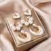 hot selling gold oil drop heart pearl earrings set Fashion design temperament earrings_ipsvogv.com