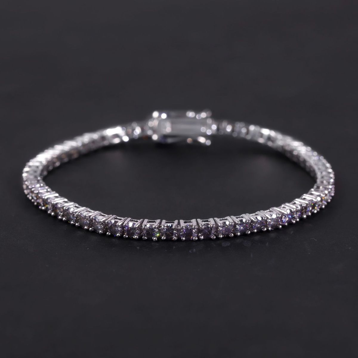 Niche Unique Gray Moissanite Bracelet S925 Sterling Silver Business Tennis Chain 3/4/5mm Hip Hop Dark Bracelet_ipsvogv.com