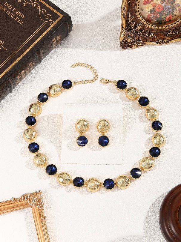 New Arrivals Gold Color Jewelry Sets For Women Wedding Green Crystal Ear Clip Earrings Necklace Pendant Gift 3PCS_ipsvogv.com