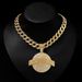 Hip Hop Popular Hip-hop Style Cuban Full Diamond Alloy Round Pendant Men's Necklace_ipsvogv.com