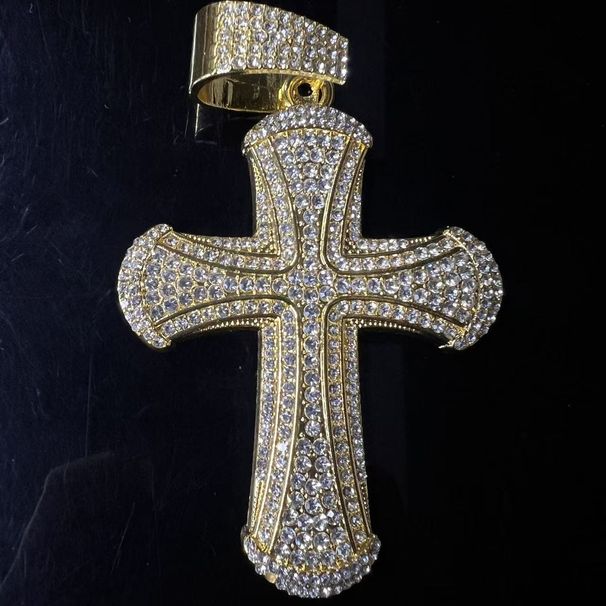 Hip Hop New Zircon Cross Men's Necklace Fashion Versatile Heavy Craft Punk Sweater Chain Jewelry_ipsvogv.com