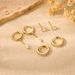 Unisex Hot Sales Real Gold Brass Electroplating Inlaid Zircon Geometric Hoop Earrings Full Diamond Leaf Earrings Set_ipsvogv.com