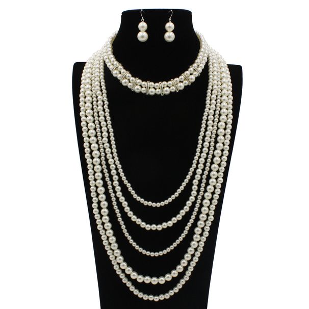 Fashion accessories, temperament, pearls, multi-layer women's long sweater chain necklace, 8380_ipsvogv.com