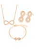 3PCS Jewellery Sets for Women Elegant Infinity Symbol Bracelet Earrings Studs Adjustable Necklace Set with Cubic Zirconia_ipsvogv.com